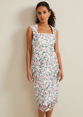 Petite Diana Floral Lace Midi Dress - Multi-Coloured