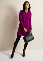 Azealia Fine Knit Tunic Mini Dress - Purple