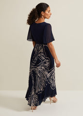 Petite Abigail Printed Pleat Midaxi Dress - Multi-Coloured