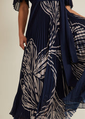 Petite Abigail Printed Pleat Midaxi Dress - Multi-Coloured