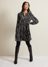 Patsy Pearl Swing Mini Dress - Black/Ivory