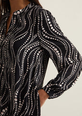 Patsy Pearl Swing Mini Dress - Black/Ivory