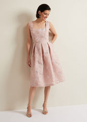 Jacesta Jacquard Fit And Flare Dress - Pale Pink