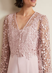 Mariposa Pale Pink Lace Jumpsuit - Pale Pink