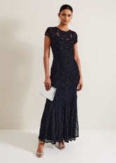 Luana Tapework Maxi Dress - Navy