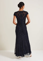 Luana Tapework Maxi Dress - Navy