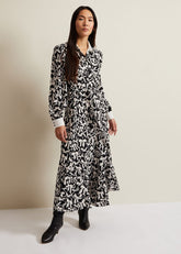 Bonnie Black Bow Shirt Midi Dress - Black/Ivory