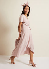 Julissa Frill Wrap Midi Dress - Antique Rose