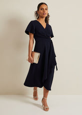 Petite Julissa Wrap Dress - Navy