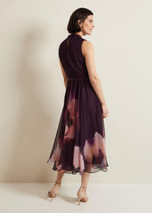 Bethany Placement Print Midi Dress - Multi-Coloured