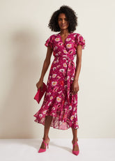 Nadine Ruffle Print Dress - Multi-Coloured