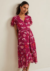 Petite Nadine Ruffle Print Dress - Multi-Coloured