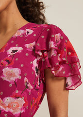 Petite Nadine Ruffle Print Dress - Multi-Coloured