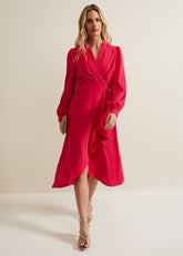 Philippa Long Sleeve Midi Dress - Pink