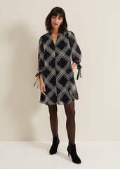 Cora Check Navy Tunic Dress - Navy