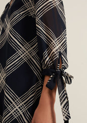 Cora Check Navy Tunic Dress - Navy