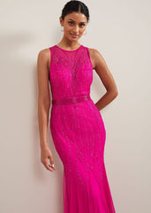 Rowena Beaded Maxi Dress - Fuchsia
