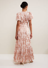 Genette Jacquard Maxi Dress - Pale Pink
