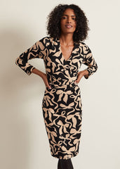 Brooke Jersey Bow Bodycon Midi Dress - Black/Nude