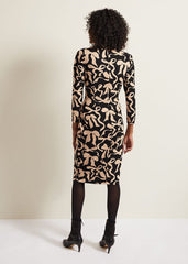 Brooke Jersey Bow Bodycon Midi Dress - Black/Nude
