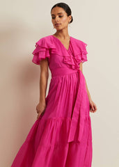 Petite Mabelle Organza Maxi Dress - Fuchsia