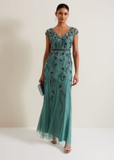 Evonne Beaded Maxi Dress - Light Green