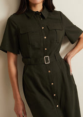 Willow Midi Utility Dress - Green