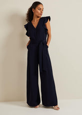 Petite Kallie Frill Jumpsuit - Navy