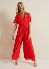 Kendall Pleat Jumpsuit - Orange