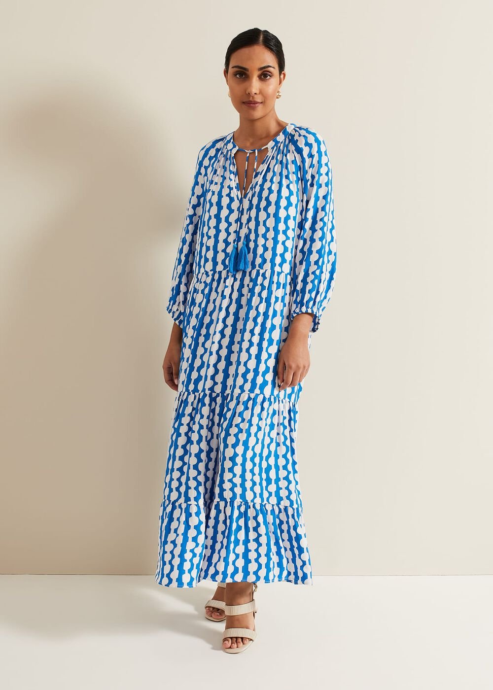 Petite Lara Midaxi Dress - Blue/Ivory