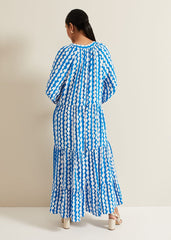 Petite Lara Midaxi Dress - Blue/Ivory
