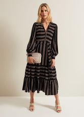 Laura Stripe Midaxi Dress - Black/Multi