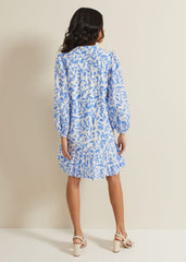 Hermoine Cotton Swing Dress - Blue