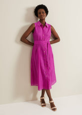 Carey Sleeveless Check Midi Dress - Pink