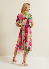 Kendall Floral Pleat Midi Dress - Multi-Coloured