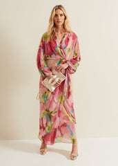 Cosmina Pleat Shimmer Maxi Dress - Multi-Coloured