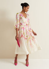 Clancy Floral Print Fit And Flare Dress - Multi-Coloured