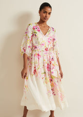 Clancy Floral Print Fit And Flare Dress - Multi-Coloured