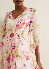 Clancy Floral Print Fit And Flare Dress - Multi-Coloured
