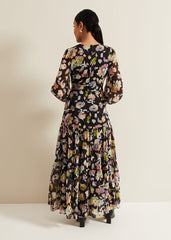 Petite Sandra Floral Maxi Dress - Black Multi