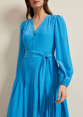 Tori Button Through Maxi Dress - Blue