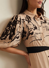 Tammy Puff Sleeve Shirt Dress - Cream