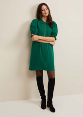Candice Zip Swing Dress - Green