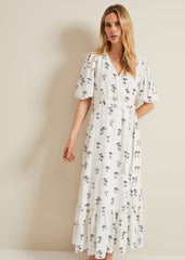 Nelly Linen Wrap Midi Dress - Cream