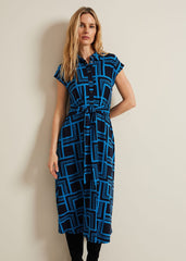 April Short Sleeve Geo Dress - Blue