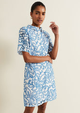 Nicky Broderie Swing Dress - Blue