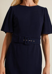 Fanella Belted Jersey Dress - Navy