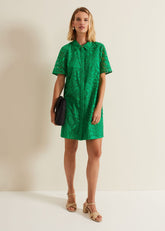 Nicky Broderie Swing Dress - Green