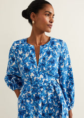 Rosey Floral Zip Jumpsuit - Blue