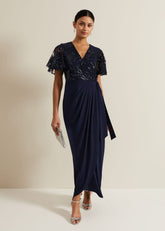 Minty Sequin Bodice Maxi Dress - Navy